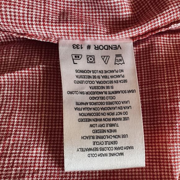 Lee Short Sleeve Button XL Scarlet Red Check Shirt 100% Cotton NWT - Picture 5 of 12